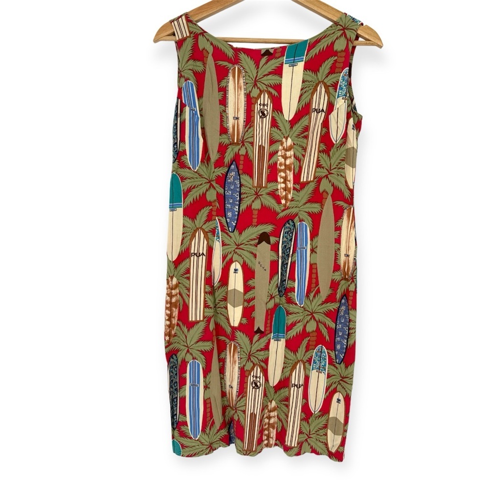 Reyn Spooner Women’s Rare Vintage Surfboard Print Sleeveless Mini Dress Red XS